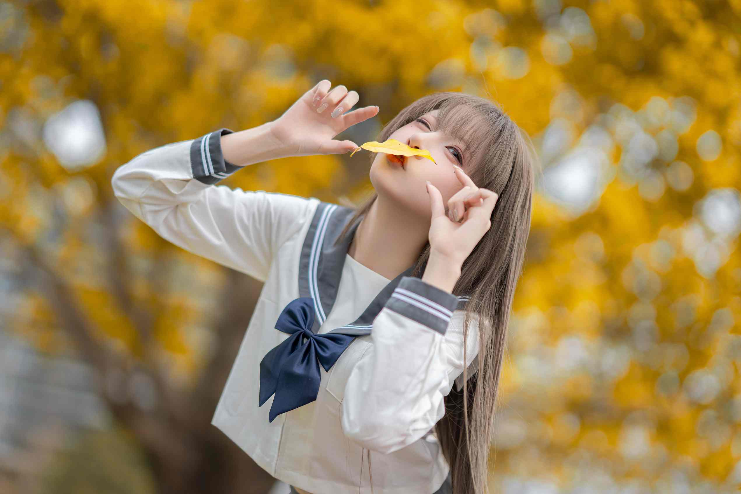 纸悦Etsu_ko 真爱JK写真35P · 秋日银杏，拾一叶晚秋-costujun