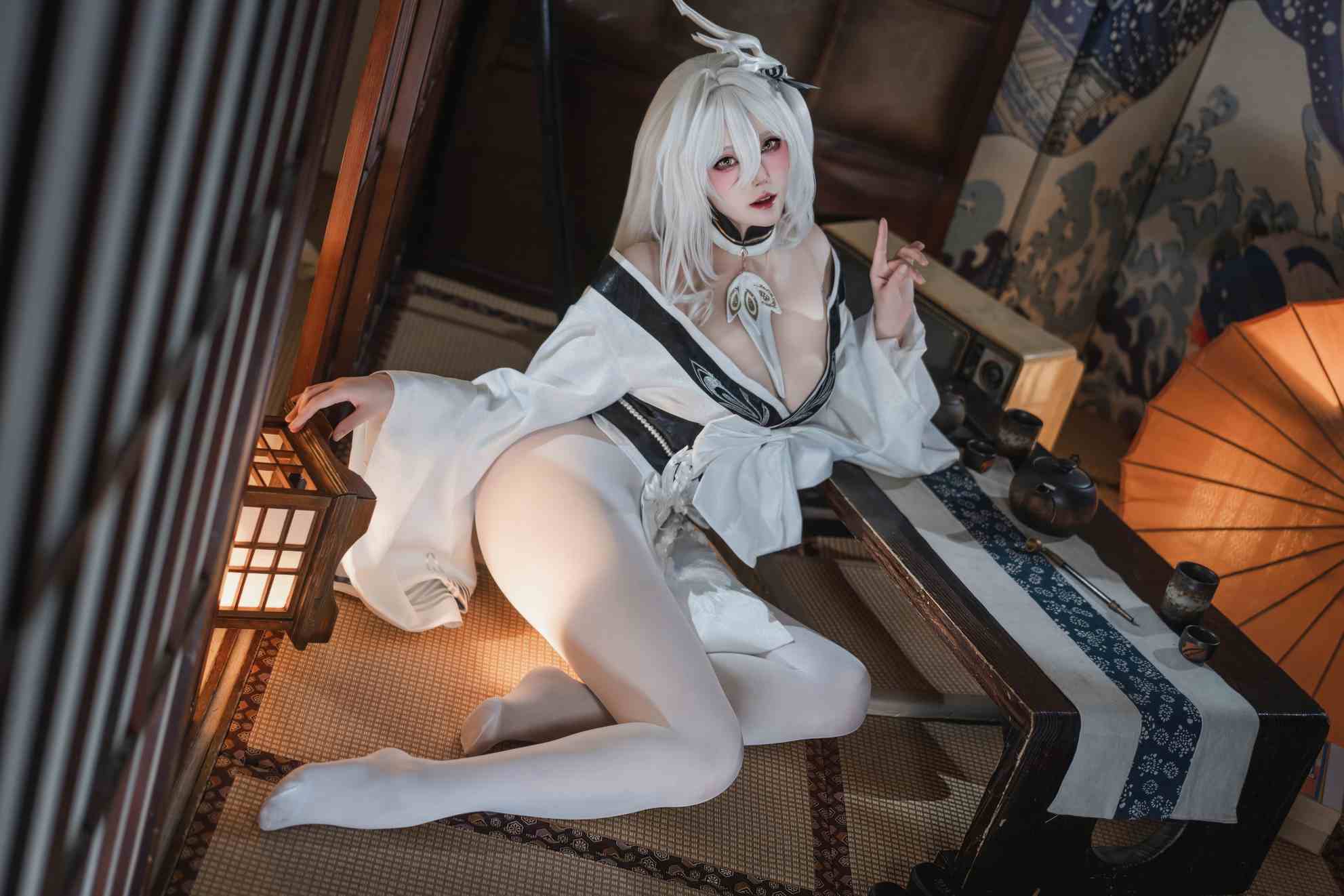 Natsuko夏夏子 碧蓝航线白凤和服写真87P · 霜发灵姝，雅媚相生-costujun