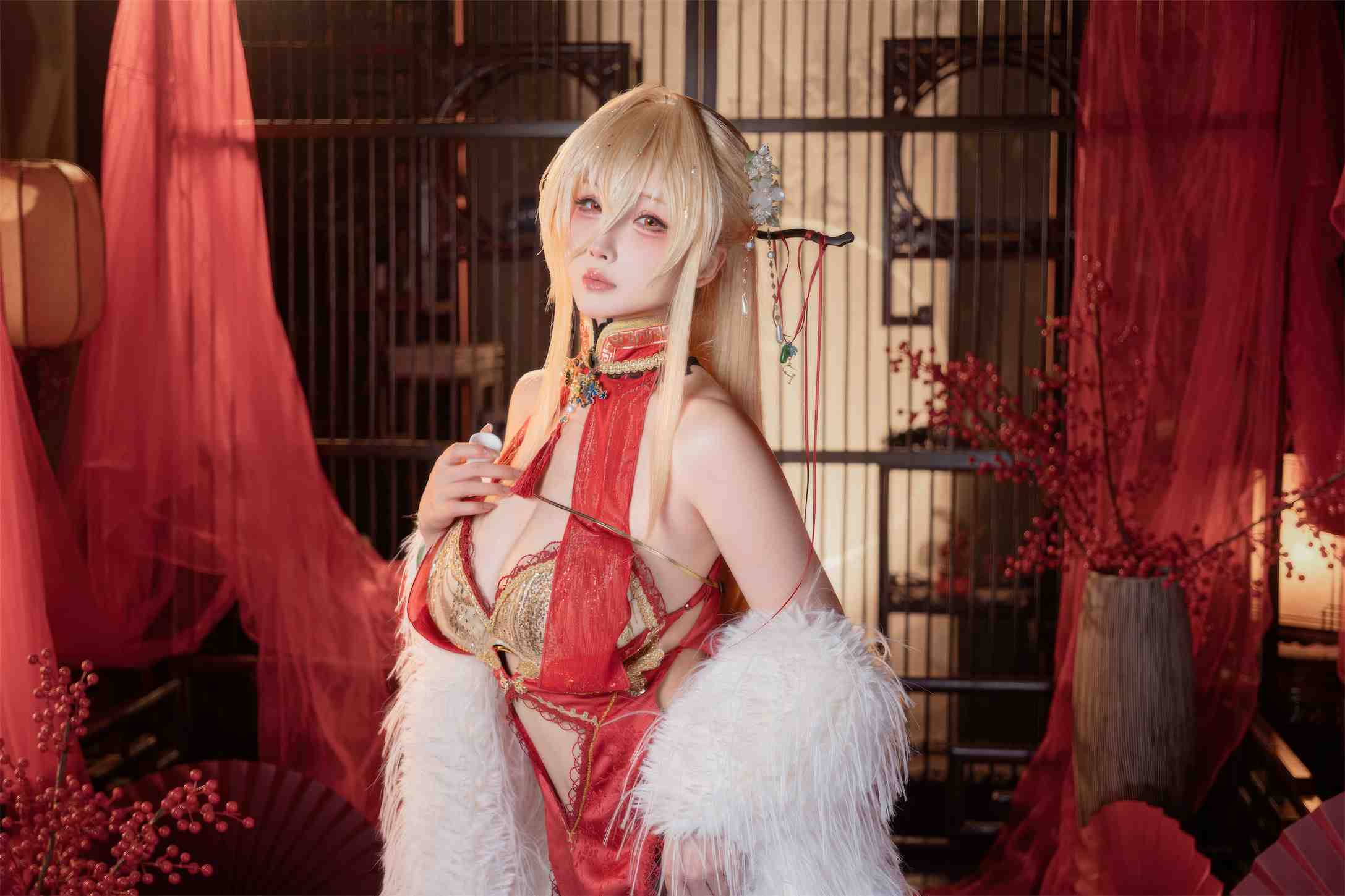 rioko凉凉子 碧蓝航线怨仇旗袍·杯盏盈芳华25P 高清Cosplay写真图集-costujun